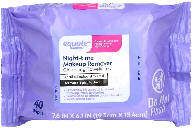 Main image of Equate Night-Time Makeup Remover Cleansing Towelettes, 80Count