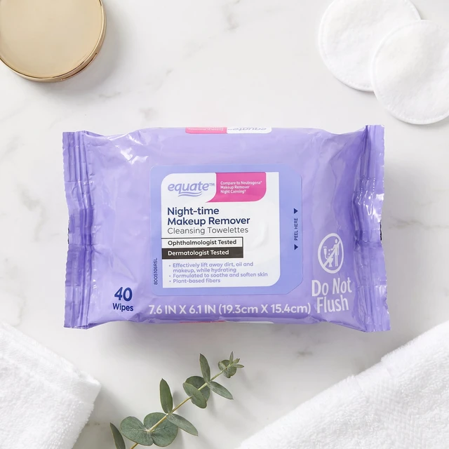 Alt view image 5 of 7 - Equate Night-Time Makeup Remover Cleansing Towelettes, 80Count