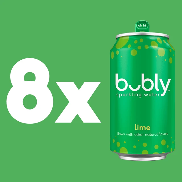 Alt view image 3 of 6 - Bubly Lime Zero Sugar Zero Calories Sparkling Water 12 fl oz 8 Count