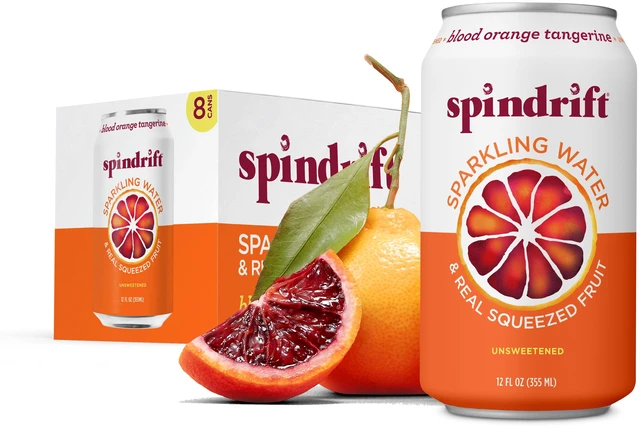 Main image of Spindrift Sparkling Water, Blood Orange Tangerine Flavored, Real Squeezed Fruit, 12fl oz, 8 Count, No Sugar Added, 12 Calories per Can