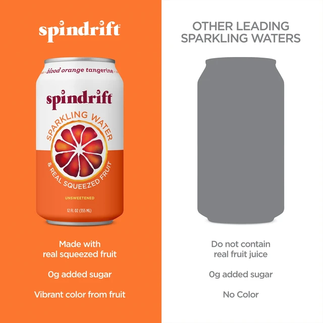 Alt view image 6 of 7 - Spindrift Sparkling Water, Blood Orange Tangerine Flavored, Real Squeezed Fruit, 12fl oz, 8 Count, No Sugar Added, 12 Calories per Can