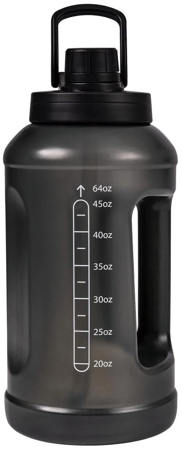 Main image of Mainstays 64 fl oz Translucent Black Plastic Water Bottle with 2-in-1 Straw/Chug Lid