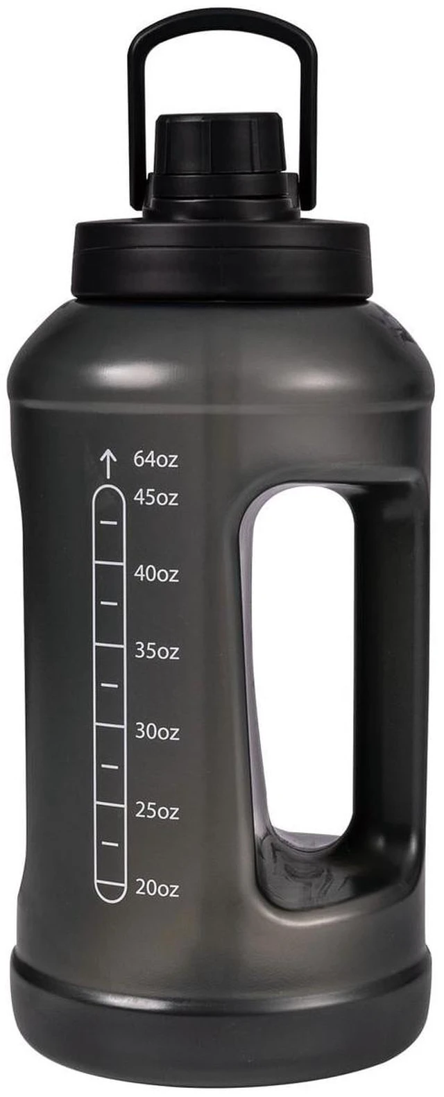 Alt view image 3 of 6 - Mainstays 64 fl oz Translucent Black Plastic Water Bottle with 2-in-1 Straw/Chug Lid