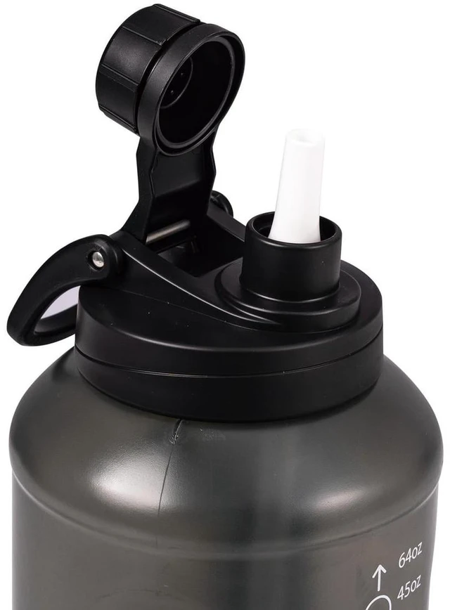 Alt view image 5 of 6 - Mainstays 64 fl oz Translucent Black Plastic Water Bottle with 2-in-1 Straw/Chug Lid