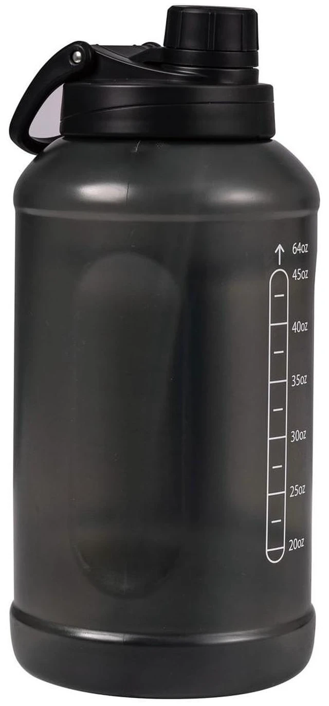 Alt view image 2 of 6 - Mainstays 64 fl oz Translucent Black Plastic Water Bottle with 2-in-1 Straw/Chug Lid