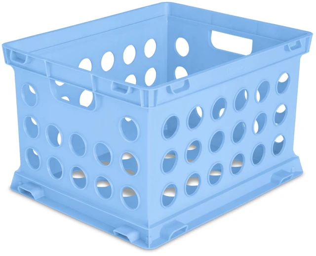 Main image of Sterilite File Crate, Blue, Versatile Plastic Storage Bin with through Handles, Fits Letter and Legal-sized Hanging Files, Stackable
