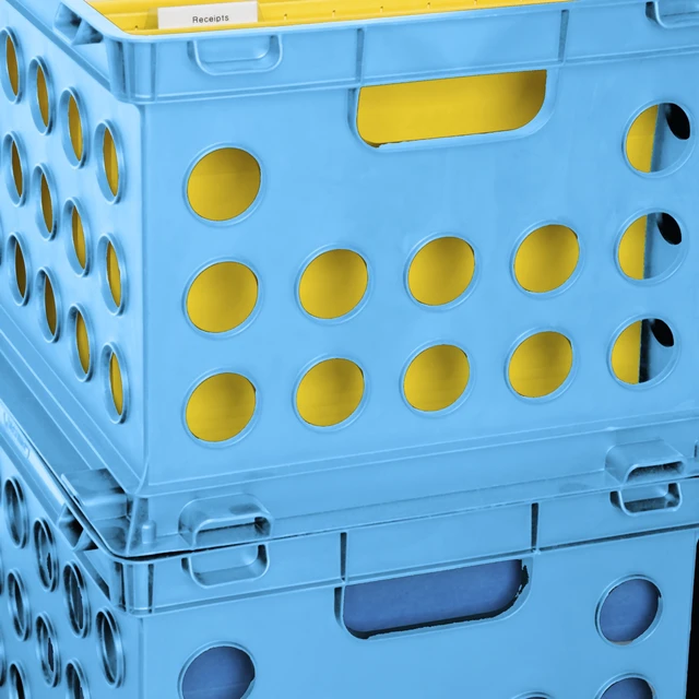 Alt view image 4 of 6 - Sterilite File Crate, Blue, Versatile Plastic Storage Bin with through Handles, Fits Letter and Legal-sized Hanging Files, Stackable
