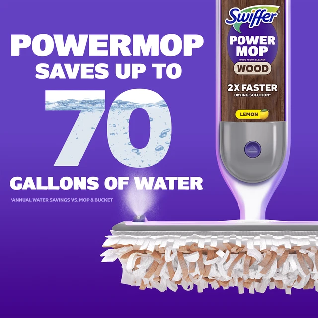 Alt view image 3 of 5 - Swiffer Power Mop Wood Solution Refill, Lemon, 2 x 25.3 fl oz