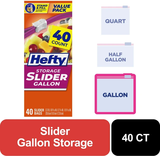 Main image of Hefty Slider Gallon Storage Bags, 40 Count