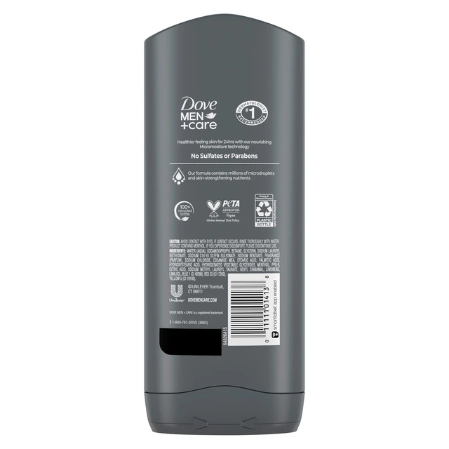Alt view image 5 of 6 - Dove Men+Care Body and Face Wash, 13.5 fl oz, Refreshing Extra Fresh with 24-Hour Nourishing Micromoisture Technology