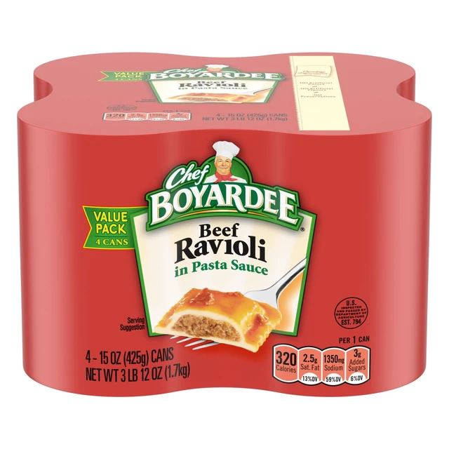 Alt view image 2 of 5 - Chef Boyardee Beef Ravioli In Pasta Sauce, Ready-To-Eat Meal, 15oz Can, 3-Pack (Pack Of 4)