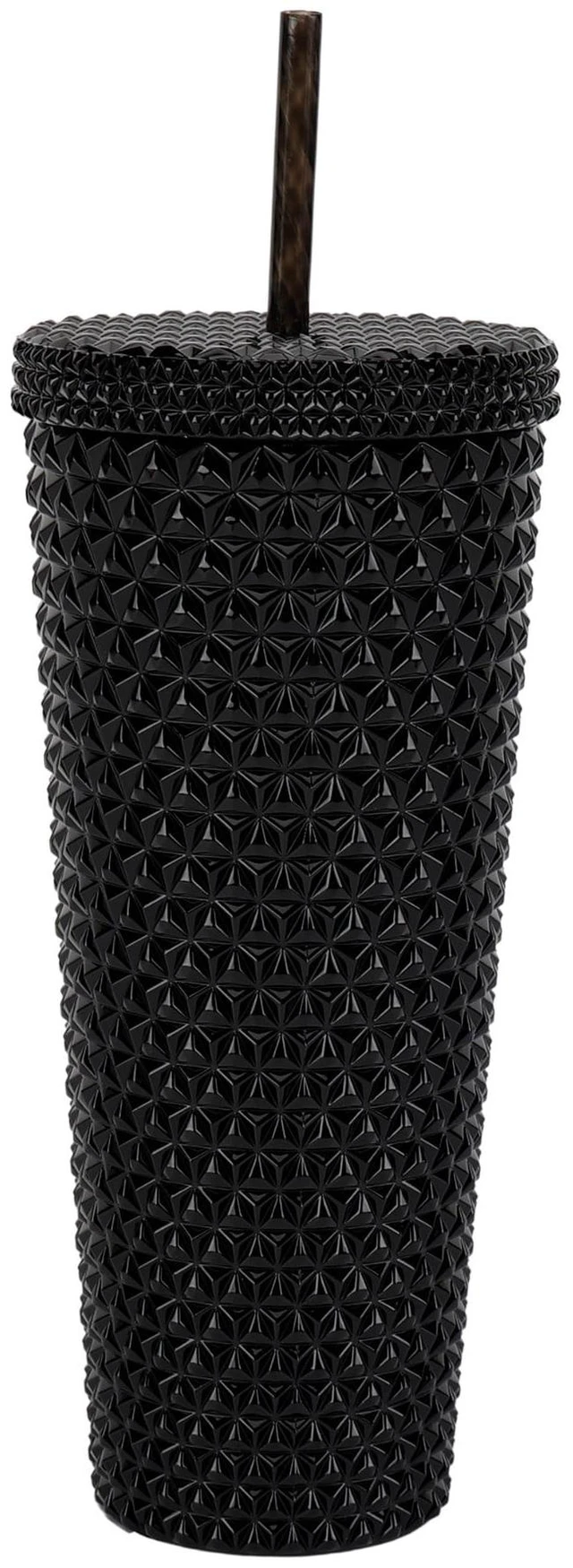 Main image of Mainstays 26oz Plastic Double Wall Insulated Iridescent Textured Tumbler with Straw, Black