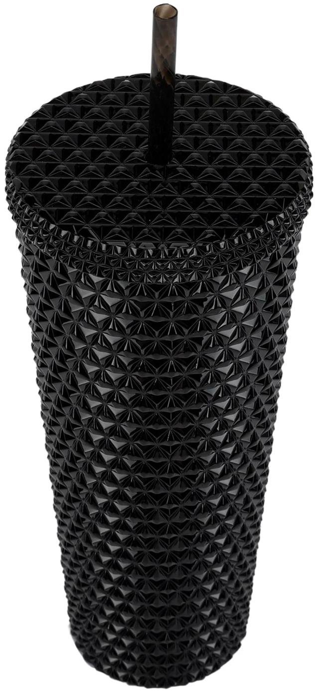 Alt view image 2 of 6 - Mainstays 26oz Plastic Double Wall Insulated Iridescent Textured Tumbler with Straw, Black