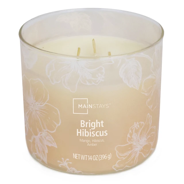 Alt view image 6 of 6 - Mainstays 3-Wick Ombre Wrap Bright Hibiscus Scented Candle, 14 oz