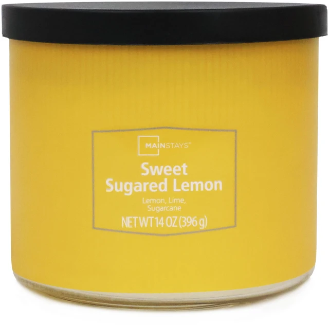 Alt view image 3 of 5 - Mainstays 3-Wick Textured Wrap Sweet Sugared Lemon Candle, 14Ounce