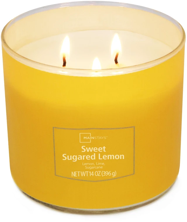 Alt view image 5 of 5 - Mainstays 3-Wick Textured Wrap Sweet Sugared Lemon Candle, 14Ounce