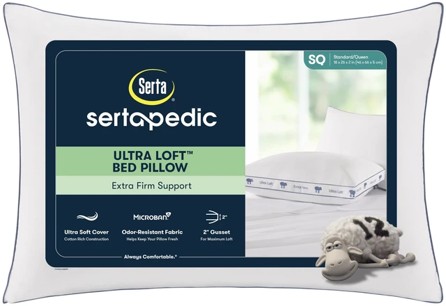 Main image of Sertapedic Ultra Loft Standard/Queen Bed Pillow, Extra Firm Support