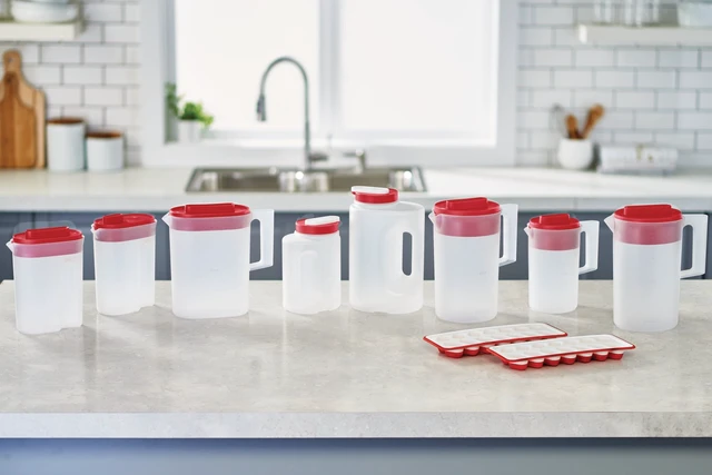 Alt view image 5 of 7 - Rubbermaid Simply Pour 1gal Clear/Red Plastic Pitcher