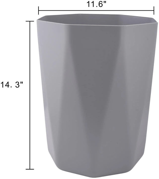 Alt view image 3 of 6 - Mainstays 5Gal Gray Geometric Bathroom Wastebasket Open Top Polypropylene Plastic