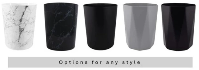 Alt view image 2 of 6 - Mainstays 5Gal Gray Geometric Bathroom Wastebasket Open Top Polypropylene Plastic