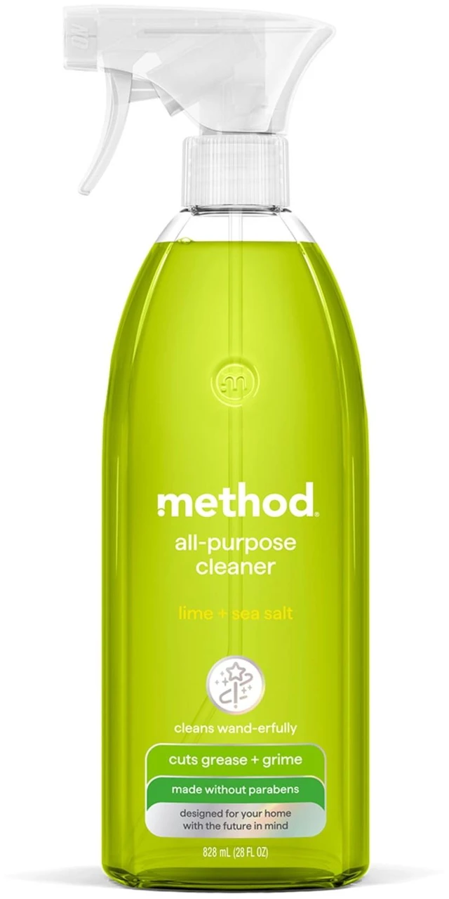 Main image of Method All-Purpose Cleaner Spray, Lime + Sea Salt, 28fl oz - Cuts Grease & Grime on Counters, Glass, Sealed Wood & Floors, for Kitchen & Bathroom