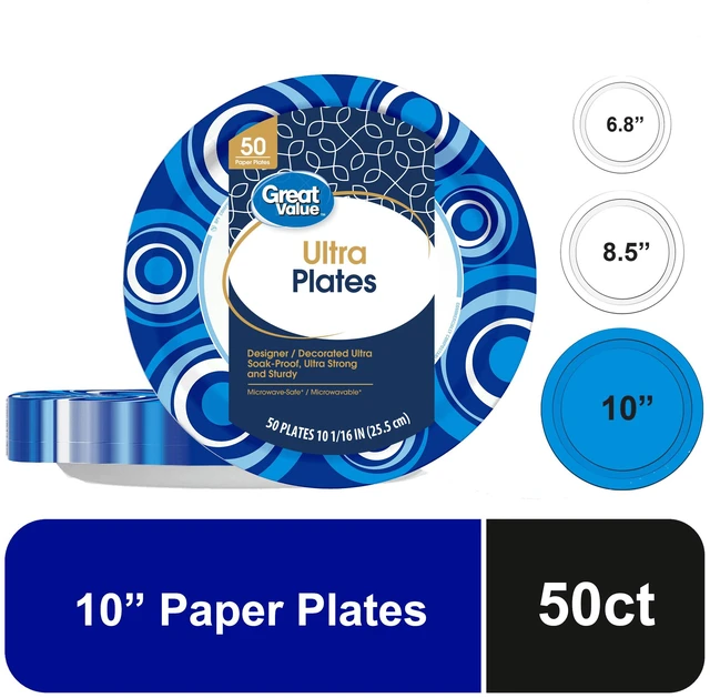 Main image of Great Value Ultra Paper Plates, 10in, 50 Count