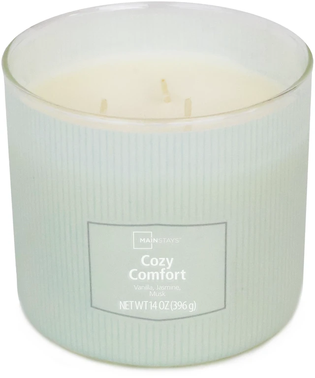 Alt view image 2 of 6 - Mainstays Cozy Comfort 3-Wick Textured Wrapped Scented Candle 14oz