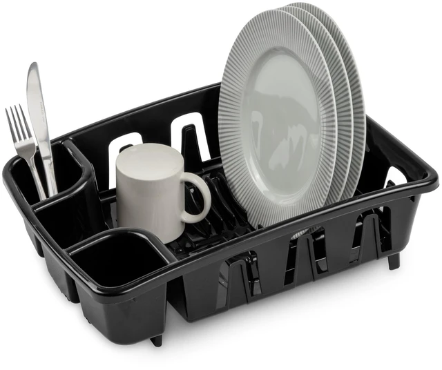 Alt view image 4 of 6 - Sterilite DrainRack All-in-One Dishrack and Drainboard, Inclined Base for Draining, Black