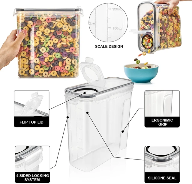 Alt view image 5 of 7 - Sorbus Airtight Food Storage Dispensers 4L/16.9 Cups Set of 4 for Beans, Pasta, Cereals & More