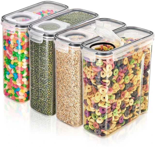 Alt view image 6 of 7 - Sorbus Airtight Food Storage Dispensers 4L/16.9 Cups Set of 4 for Beans, Pasta, Cereals & More
