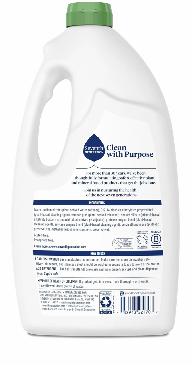 Alt view image 2 of 6 - Seventh Generation Liquid Dishwasher Detergent, Free and Clear Scent, 42 fl oz