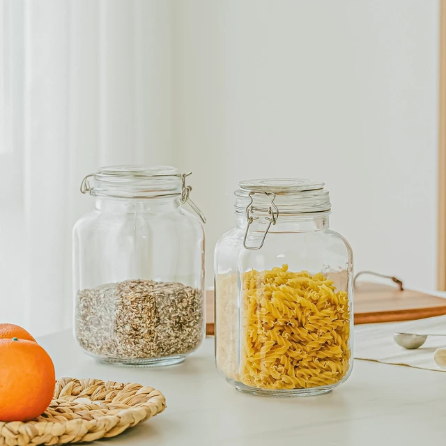 Alt view image 6 of 6 - Mainstays 67 oz Glass Airtight Food Storage Jar with Locking Lid, for Dry Food, Coffee, Sugar, and Pantry Organization
