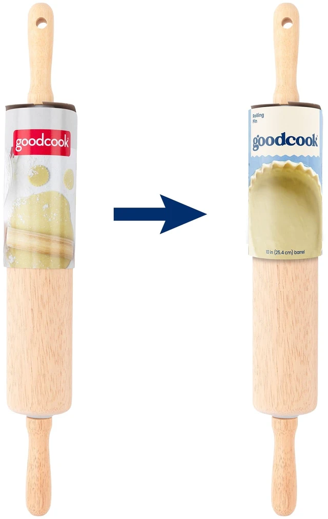 Alt view image 5 of 7 - GoodCook Wood Barrel Dough Rolling Pin, 10" x 2", Water-Resistant, 1 Piece
