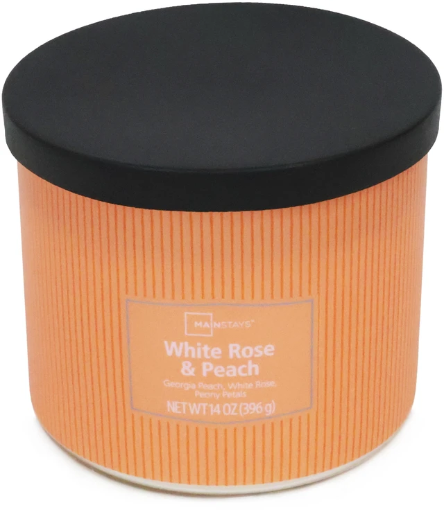 Alt view image 2 of 6 - Mainstays 3-Wick Textured Wrap Candle, White Rose and Peach, 14 oz
