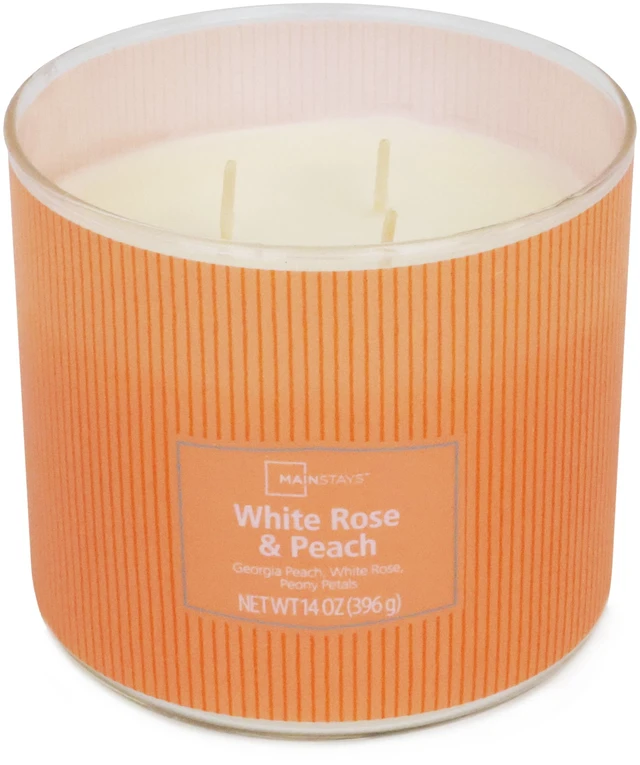 Alt view image 3 of 6 - Mainstays 3-Wick Textured Wrap Candle, White Rose and Peach, 14 oz