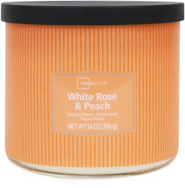 Alt view image 6 of 6 - Mainstays 3-Wick Textured Wrap Candle, White Rose and Peach, 14 oz