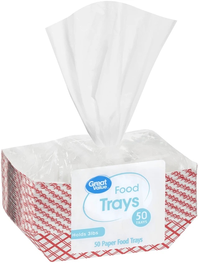 Alt view image 3 of 6 - 50Count Great Value Disposable Paper Food Trays, 3lb Capacity