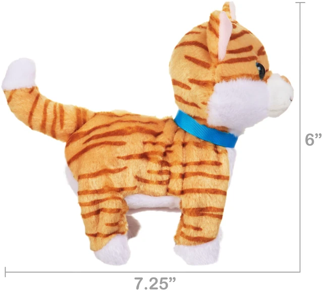 Alt view image 3 of 6 - Kid Connection Miniature Electronic Walking Pet Orange Striped Cat, 6in Height, Toddler Plush Toy