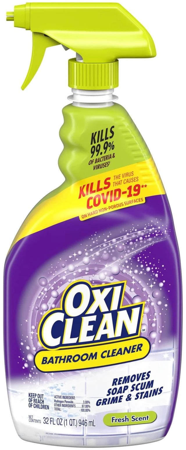 Main image of OxiClean Bathroom Cleaner 32 oz, Shower Tub & Tile, Powered by OxiClean Stainfighters, Fresh Scent