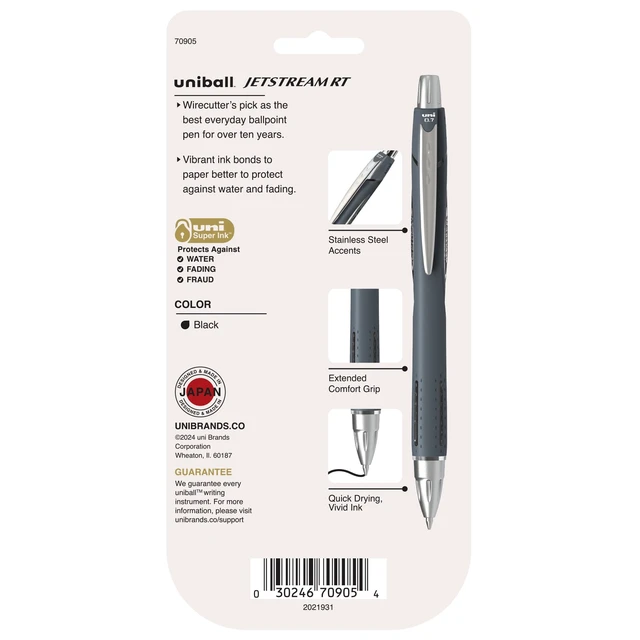 Alt view image 4 of 6 - Uniball Jetstream Retractable Ballpoint Pens, Fine Point, 0.7mm, Black Ink, 4 Count