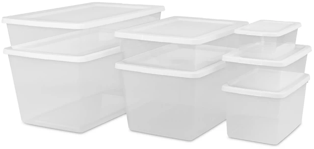 Alt view image 2 of 6 - Sterilite 28Quart Small Clear Plastic Storage Bin with Snap-On Lid, White