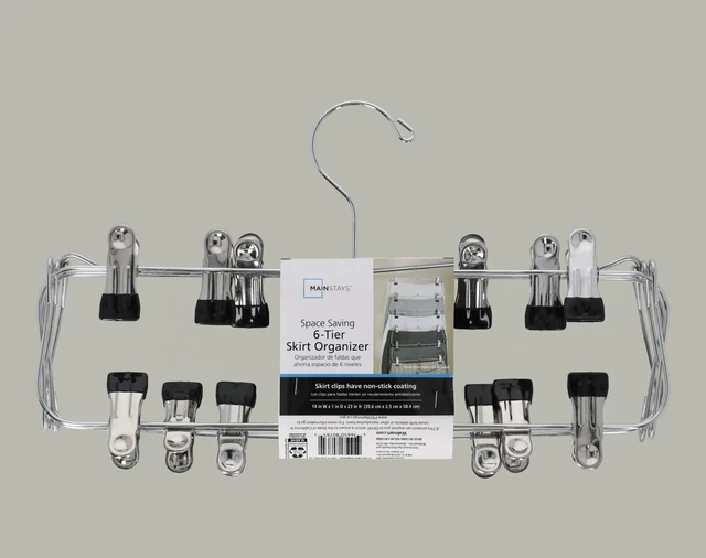 Alt view image 3 of 6 - Mainstays 6-Tier Space-Saving Chrome Metal Pant & Skirt Hanger