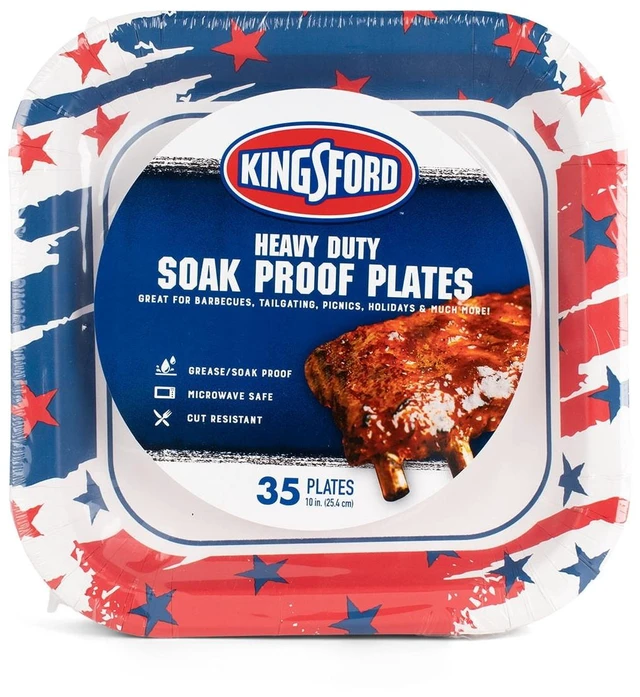 Main image of Kingsford Americana 10" Heavy Duty Soak Proof Square Paper Plates, 35ct