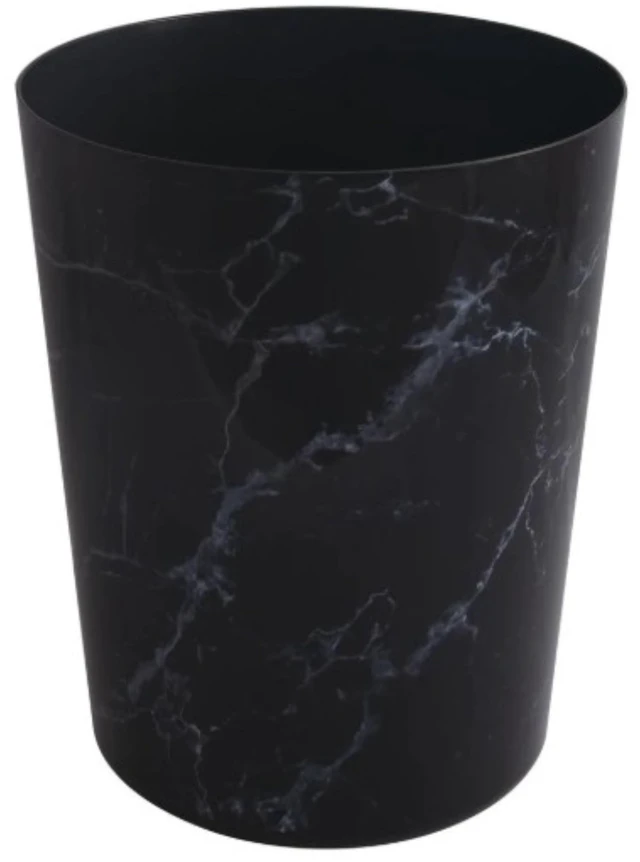Main image of Mainstays 5 Gallon Small Plastic Bathroom Trash Can, No Lid, Black Marble