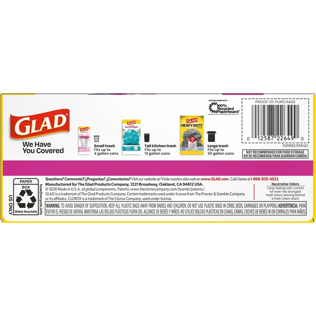 Alt view image 4 of 5 - Glad ForceFlex MaxStrength 13-Gallon Tall Kitchen Drawstring Bags, Purple, Gain Moonlight Breeze Scent, 20 Bags