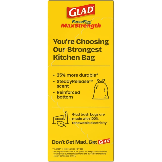 Alt view image 2 of 5 - Glad ForceFlex MaxStrength 13-Gallon Tall Kitchen Drawstring Bags, Purple, Gain Moonlight Breeze Scent, 20 Bags