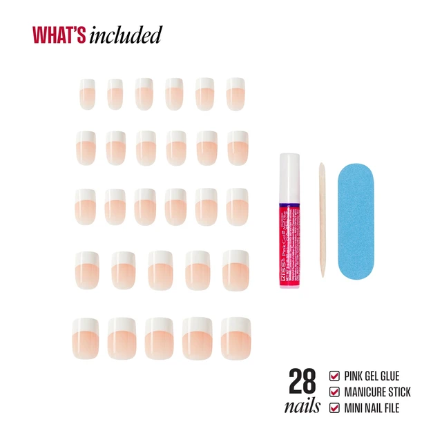 Alt view image 2 of 6 - Broadway by Kiss 'Infinite' French Tip Press On Nails, White, Short Squoval, 28 Count