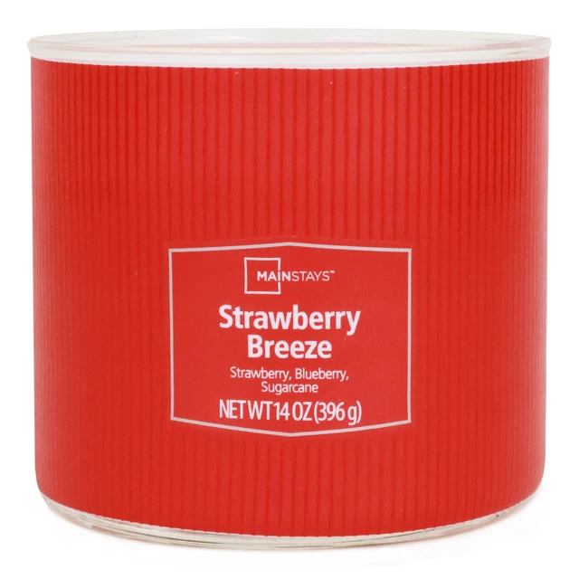 Alt view image 4 of 6 - Mainstays 14oz Strawberry Breeze 3-Wick Textured Wrap Candle