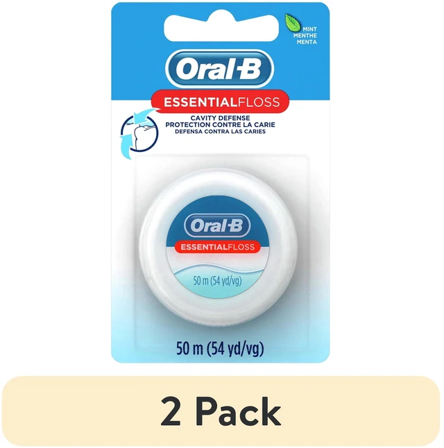 Main image of Oral-B Essential Floss Mint Waxed Dental Floss Cavity Defense, 2 Pack, 50m