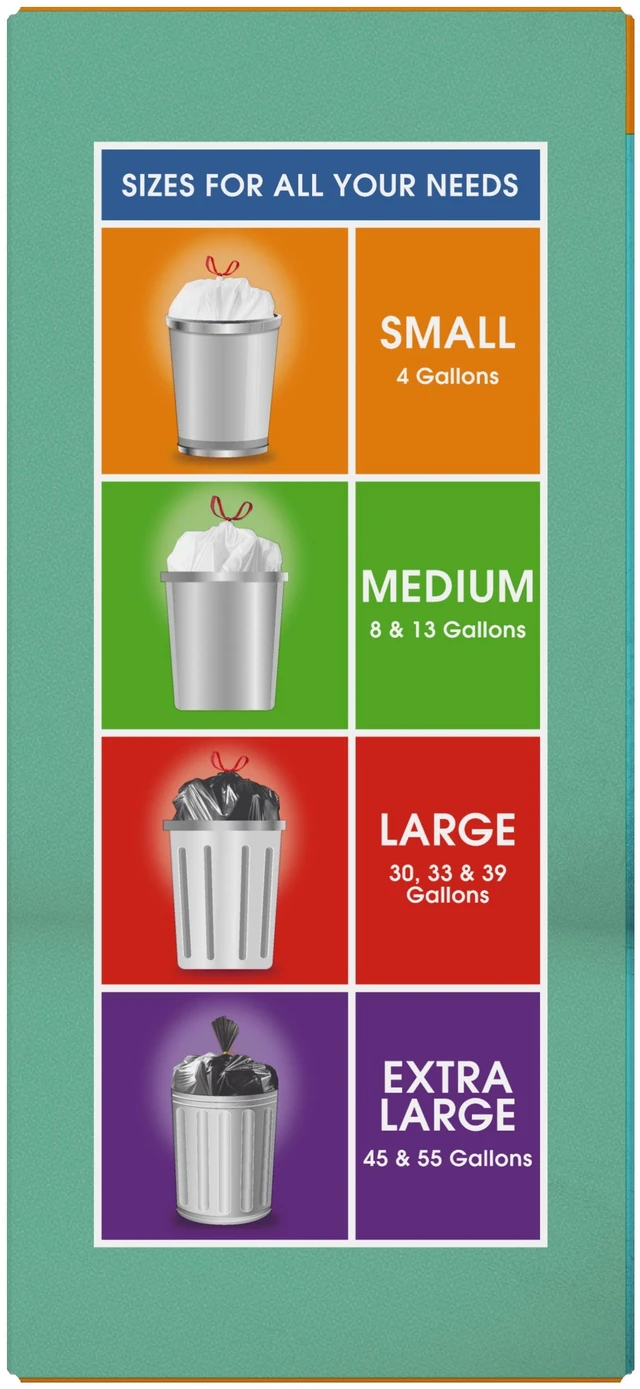 Alt view image 6 of 6 - Great Value 4-Gallon Small Drawstring Trash Bags, Eucalyptus Mint Scent, 40 Count